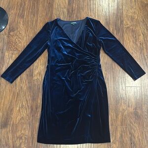 Lauren Navy Blue Velvet Dress - 16